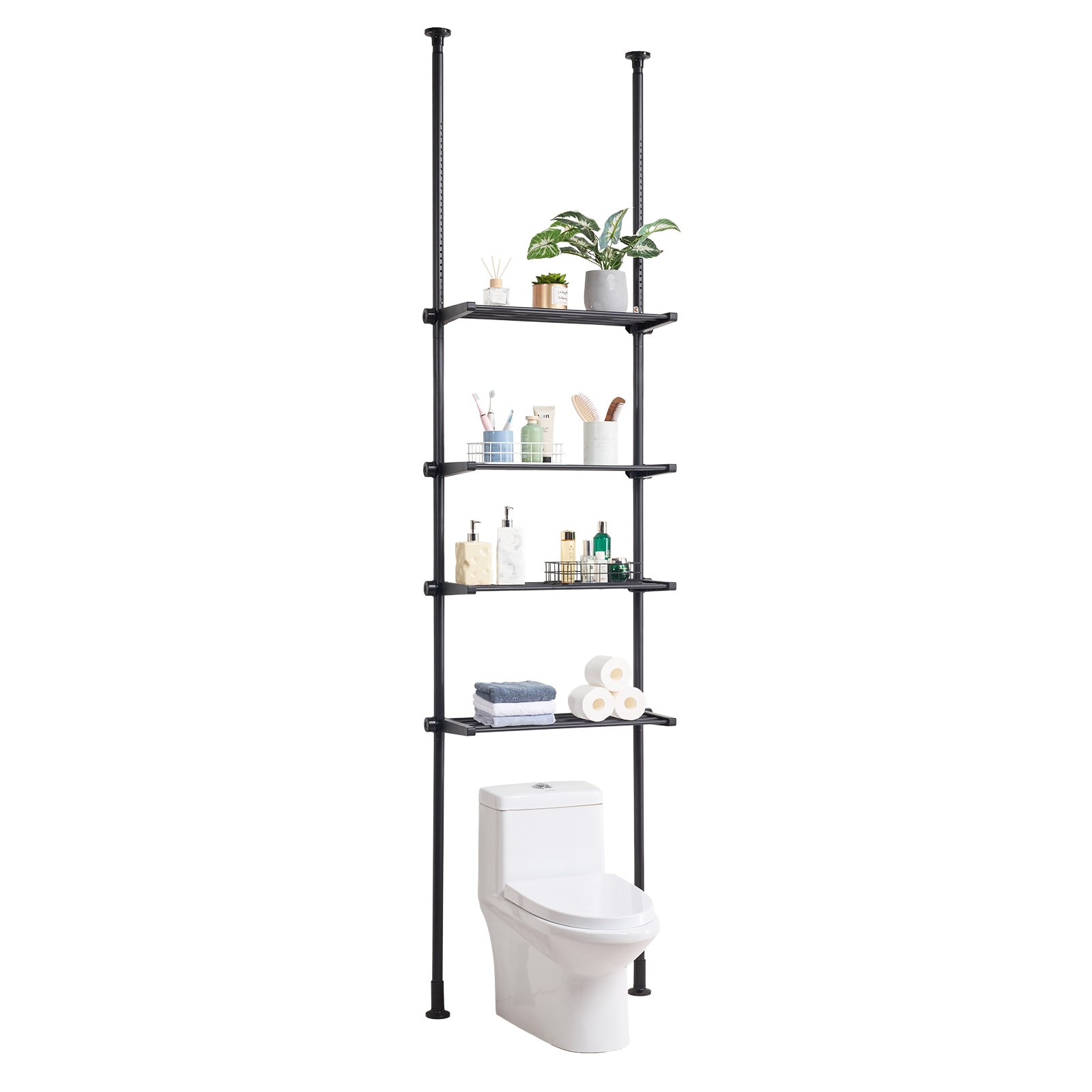 Over The Toilet Storage 4-Tier Bathroom Shelf Rack Space Saver Organizer_voghion.com